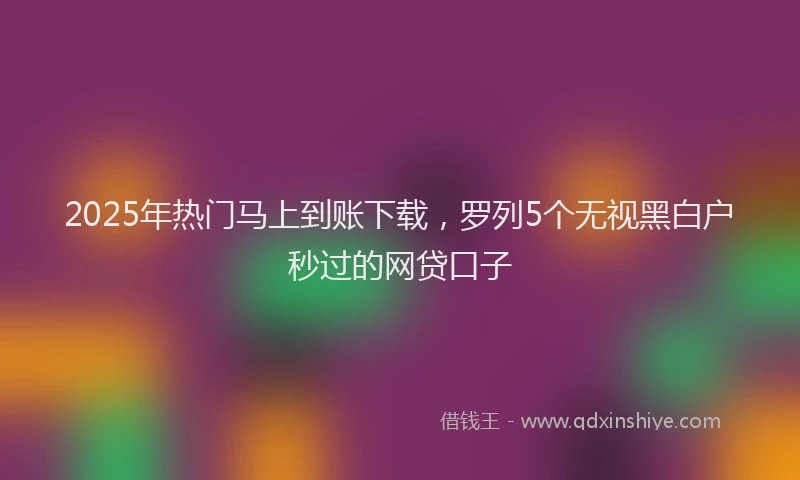 2025年热门马上到账下载,罗列5个无视黑白户秒过的网贷口子