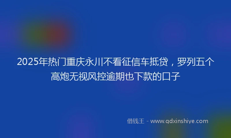 2025年热门重庆永川不看征信车抵贷，罗列五个高炮无视风控逾期也下款的口子