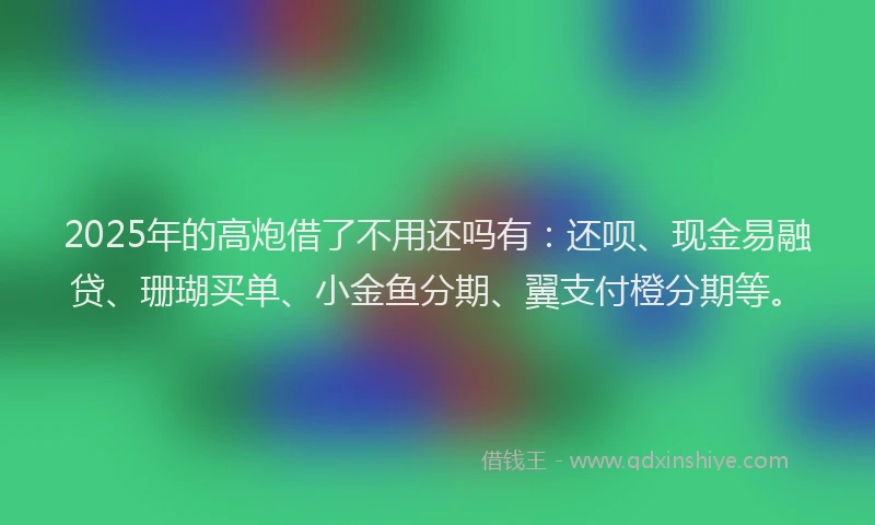 2025年的高炮借了不用还吗有：还呗、现金易融贷、珊瑚买单、小金鱼分期、翼支付橙分期等。