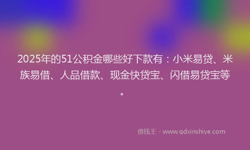 2025年的51公积金哪些好下款有：小米易贷、米族易借、人品借款、现金快贷宝、闪借易贷宝等。
