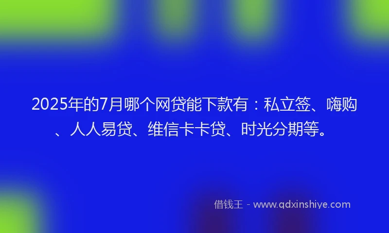2025年的7月哪个网贷能下款有：私立签、嗨购、人人易贷、维信卡卡贷、时光分期等。