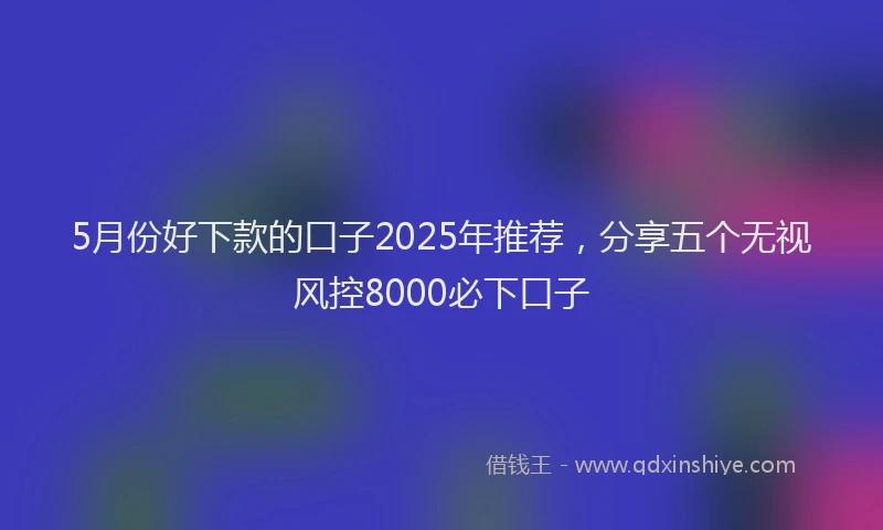 5月份好下款的口子2025年推荐，分享五个无视风控8000必下口子