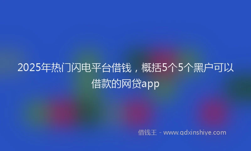 2025年热门闪电平台借钱,概括5个5个黑户可以借款的网贷app