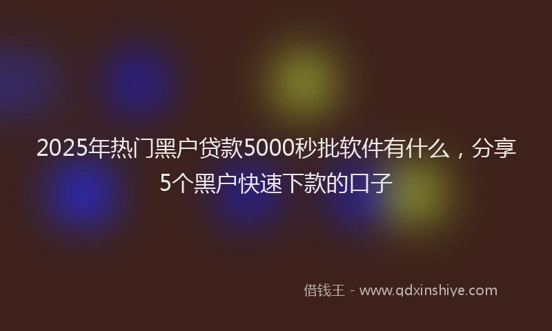 2025年热门黑户贷款5000秒批软件有什么，分享5个黑户快速下款的口子