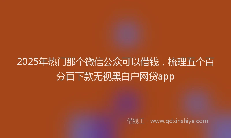 2025年热门那个微信公众可以借钱，梳理五个百分百下款无视黑白户网贷app