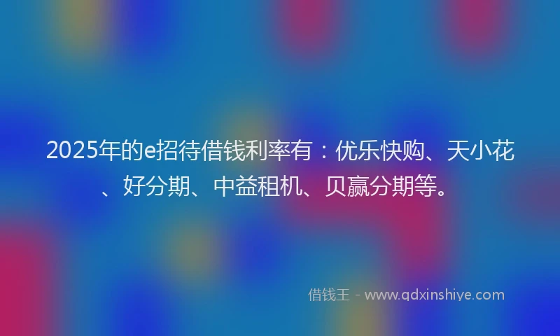 2025年的e招待借钱利率有：优乐快购、天小花、好分期、中益租机、贝赢分期等。