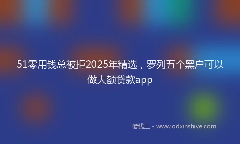 51零用钱总被拒2025年精选，罗列五个黑户可以做大额贷款app
