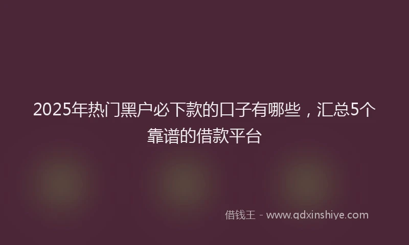 2025年热门黑户必下款的口子有哪些，汇总5个靠谱的借款平台