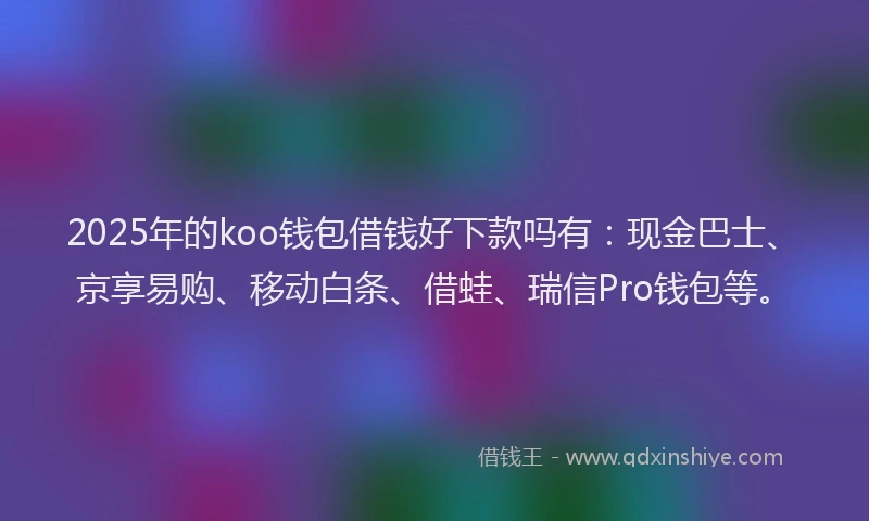 2025年的koo钱包借钱好下款吗有：现金巴士、京享易购、移动白条、借蛙、瑞信Pro钱包等。