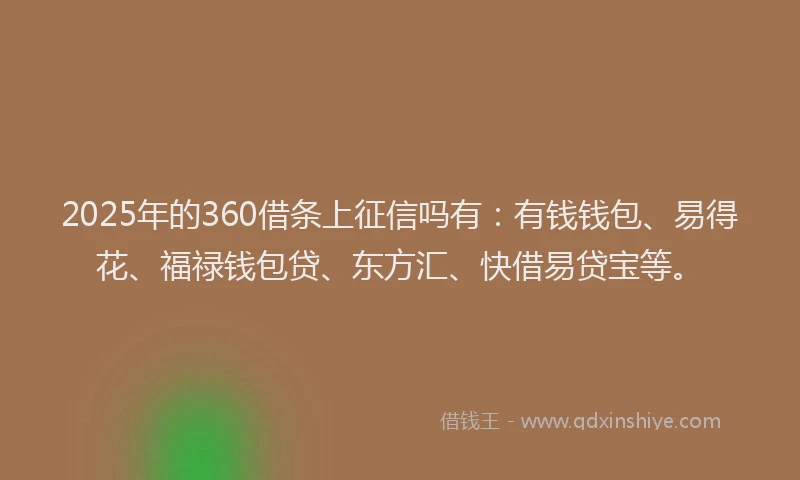 2025年的360借条上征信吗有：有钱钱包、易得花、福禄钱包贷、东方汇、快借易贷宝等。