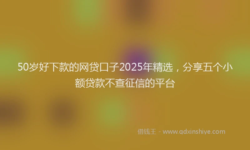 50岁好下款的网贷口子2025年精选，分享五个小额贷款不查征信的平台