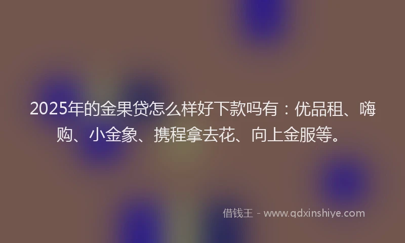 2025年的金果贷怎么样好下款吗有：优品租、嗨购、小金象、携程拿去花、向上金服等。