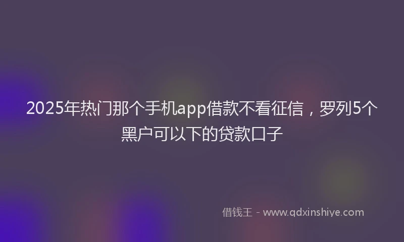 2025年热门那个手机app借款不看征信，罗列5个黑户可以下的贷款口子