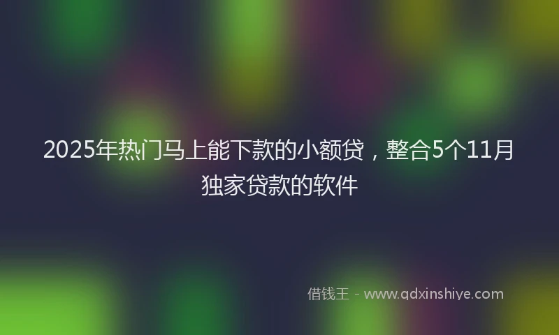 2025年热门马上能下款的小额贷，整合5个11月独家贷款的软件