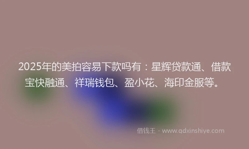 2025年的美拍容易下款吗有：星辉贷款通、借款宝快融通、祥瑞钱包、盈小花、海印金服等。