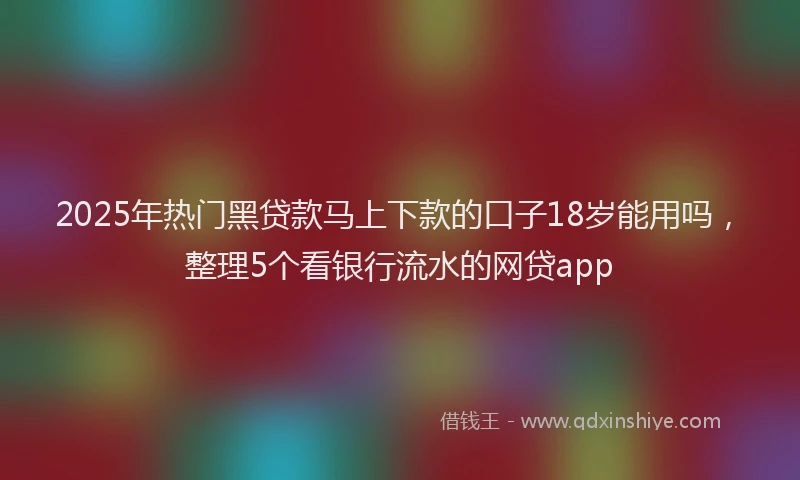 2025年热门黑贷款马上下款的口子18岁能用吗,整理5个看银行流水的网贷app
