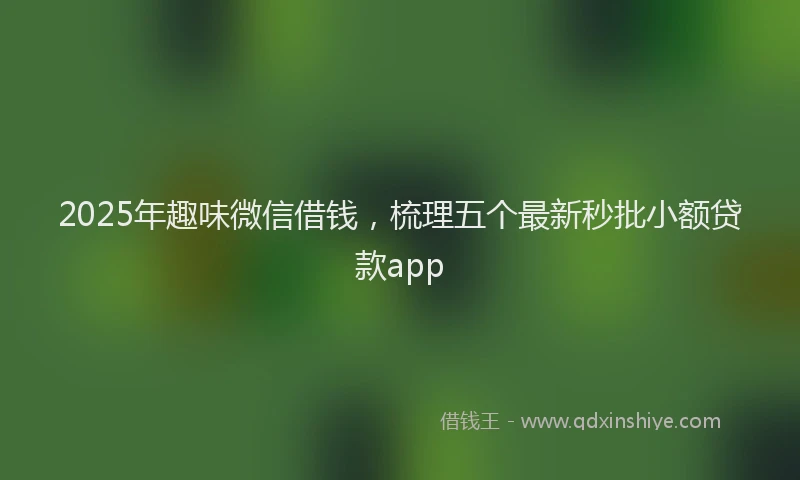 2025年趣味微信借钱，梳理五个最新秒批小额贷款app