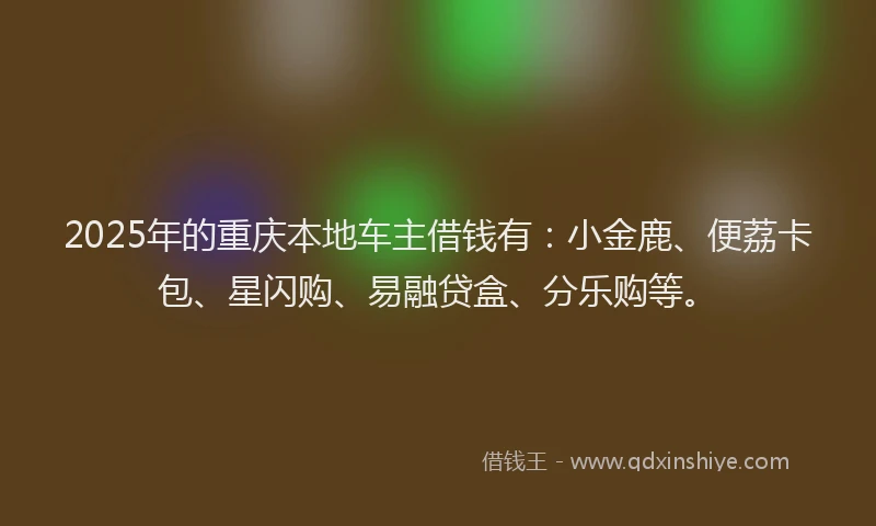 2025年的重庆本地车主借钱有：小金鹿、便荔卡包、星闪购、易融贷盒、分乐购等。