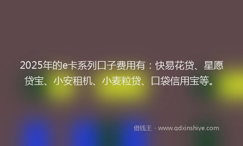 2025年的e卡系列口子费用有：快易花贷、星愿贷宝、小安租机、小麦粒贷、口袋信用宝等。