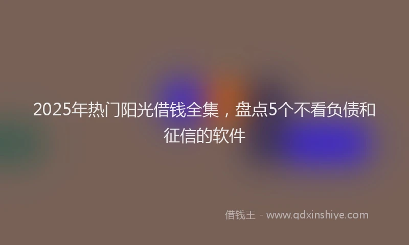 2025年热门阳光借钱全集,盘点5个不看负债和征信的软件