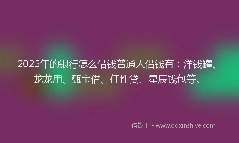 2025年的银行怎么借钱普通人借钱有：洋钱罐、龙龙用、甄宝借、任性贷、星辰钱包等。