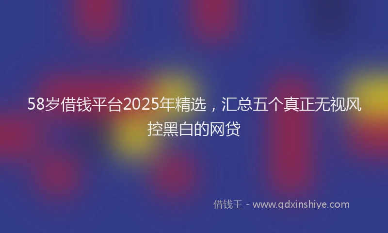 58岁借钱平台2025年精选，汇总五个真正无视风控黑白的网贷