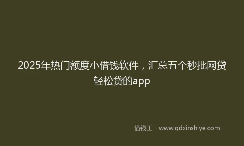 2025年热门额度小借钱软件，汇总五个秒批网贷轻松贷的app