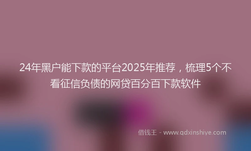 24年黑户能下款的平台2025年推荐，梳理5个不看征信负债的网贷百分百下款软件