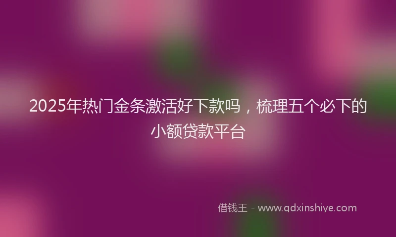 2025年热门金条激活好下款吗，梳理五个必下的小额贷款平台
