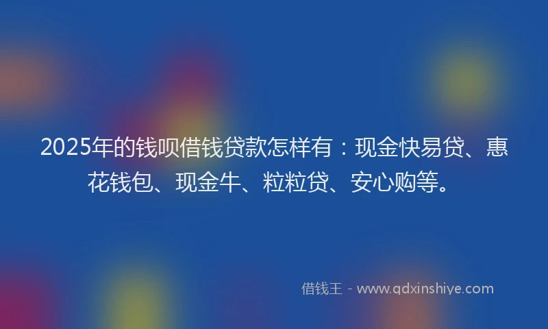 2025年的钱呗借钱贷款怎样有:现金快易贷、惠花钱包、现金牛、粒粒贷、安心购等。