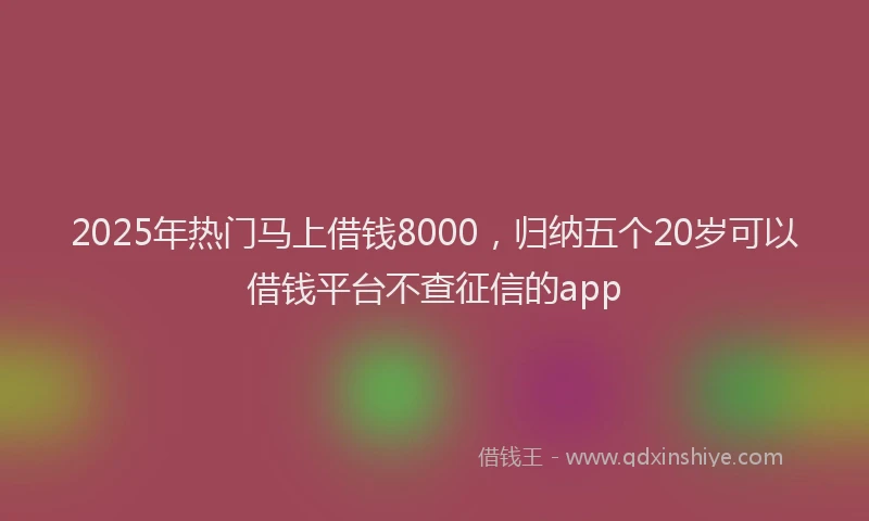 2025年热门马上借钱8000，归纳五个20岁可以借钱平台不查征信的app
