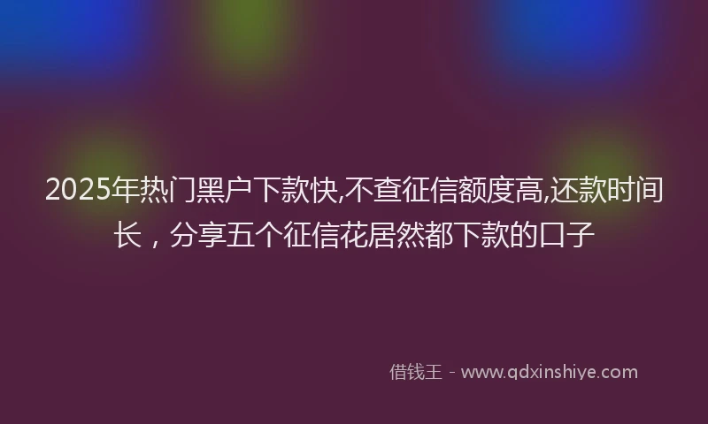 2025年热门黑户下款快,不查征信额度高,还款时间长，分享五个征信花居然都下款的口子