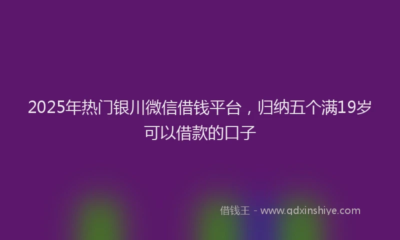 2025年热门银川微信借钱平台，归纳五个满19岁可以借款的口子