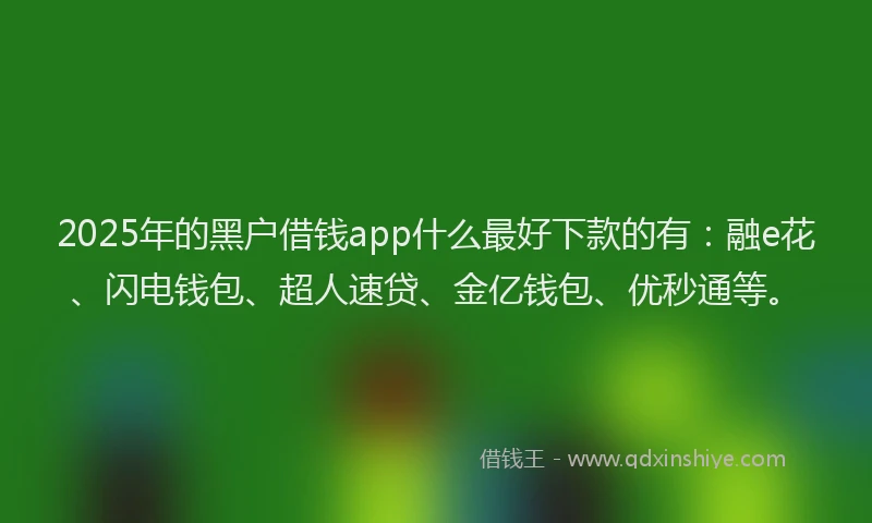 2025年的黑户借钱app什么最好下款的有：融e花、闪电钱包、超人速贷、金亿钱包、优秒通等。