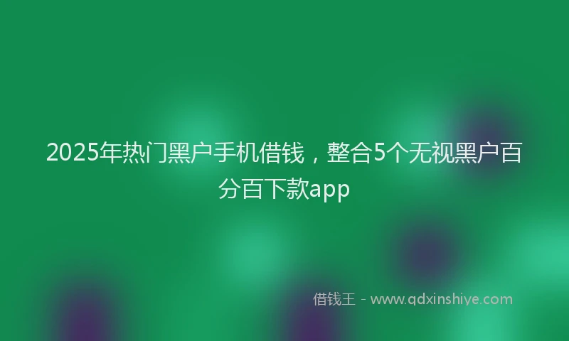 2025年热门黑户手机借钱，整合5个无视黑户百分百下款app