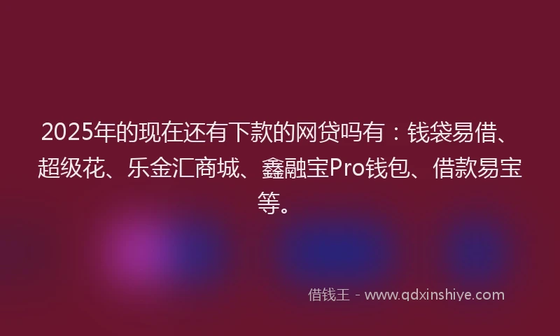 2025年的现在还有下款的网贷吗有：钱袋易借、超级花、乐金汇商城、鑫融宝Pro钱包、借款易宝等。