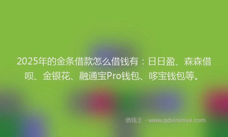 2025年的金条借款怎么借钱有：日日盈、森森借呗、金银花、融通宝Pro钱包、哆宝钱包等。
