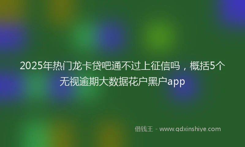 2025年热门龙卡贷吧通不过上征信吗，概括5个无视逾期大数据花户黑户app