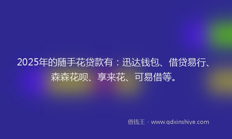 2025年的随手花贷款有：迅达钱包、借贷易行、森森花呗、享来花、可易借等。