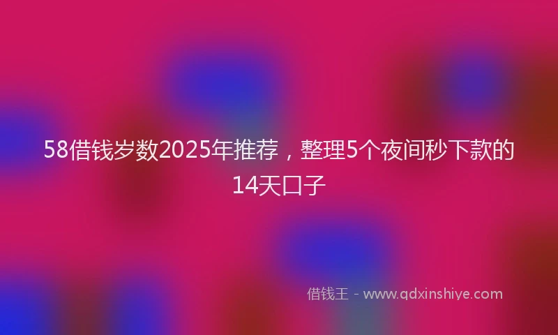58借钱岁数2025年推荐，整理5个夜间秒下款的14天口子