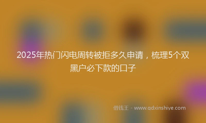 2025年热门闪电周转被拒多久申请，梳理5个双黑户必下款的口子
