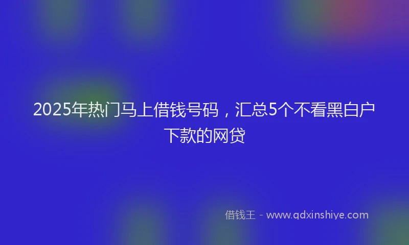 2025年热门马上借钱号码,汇总5个不看黑白户下款的网贷