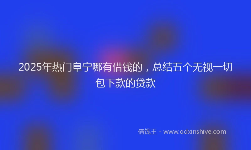 2025年热门阜宁哪有借钱的,总结五个无视一切包下款的贷款