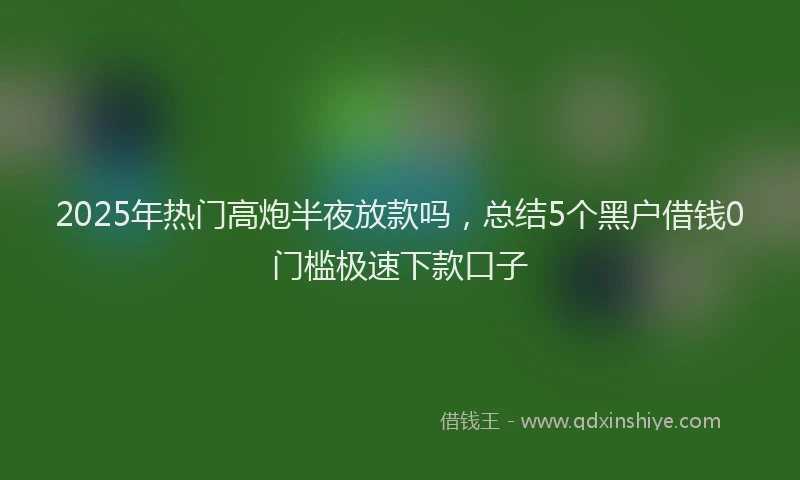 2025年热门高炮半夜放款吗,总结5个黑户借钱0门槛极速下款口子