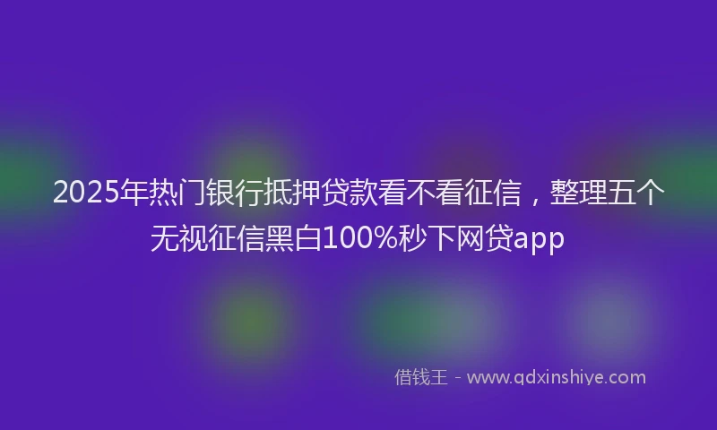 2025年热门银行抵押贷款看不看征信，整理五个无视征信黑白100%秒下网贷app
