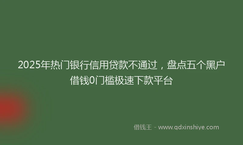 2025年热门银行信用贷款不通过，盘点五个黑户借钱0门槛极速下款平台