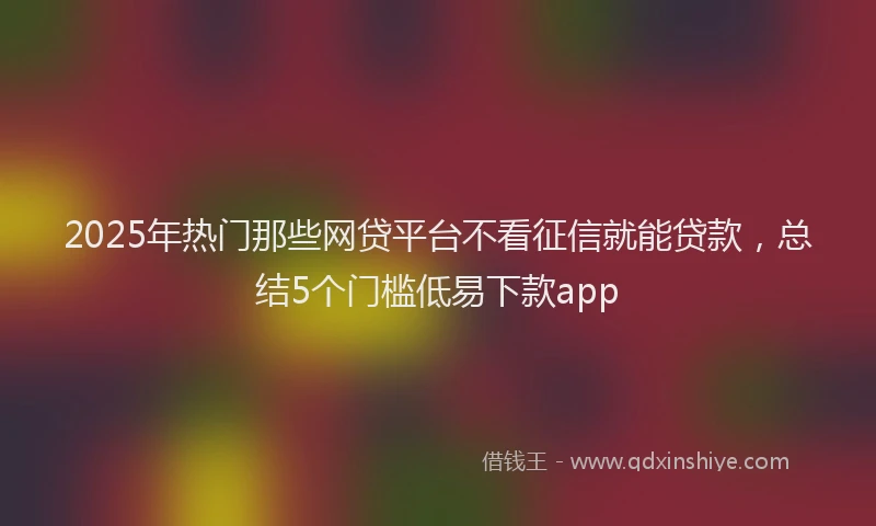2025年热门那些网贷平台不看征信就能贷款，总结5个门槛低易下款app