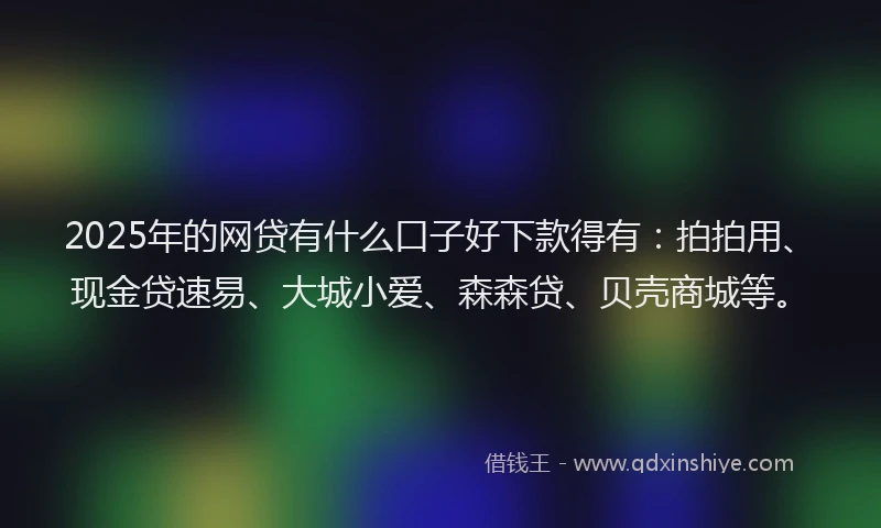 2025年的网贷有什么口子好下款得有：拍拍用、现金贷速易、大城小爱、森森贷、贝壳商城等。