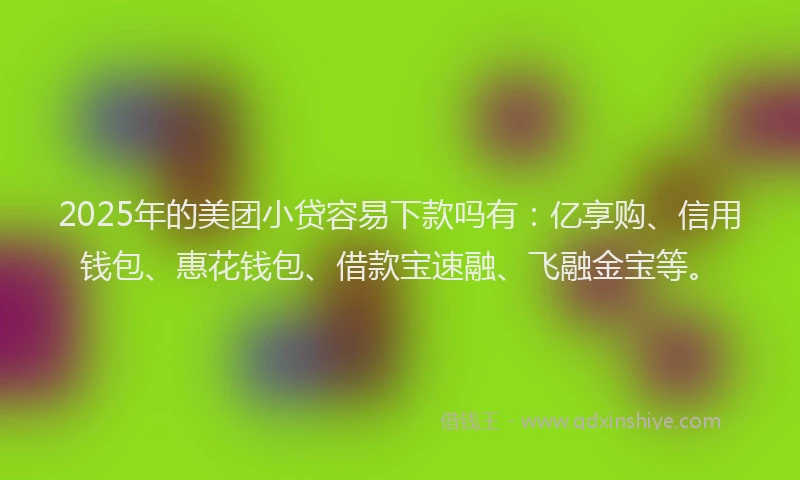 2025年的美团小贷容易下款吗有：亿享购、信用钱包、惠花钱包、借款宝速融、飞融金宝等。