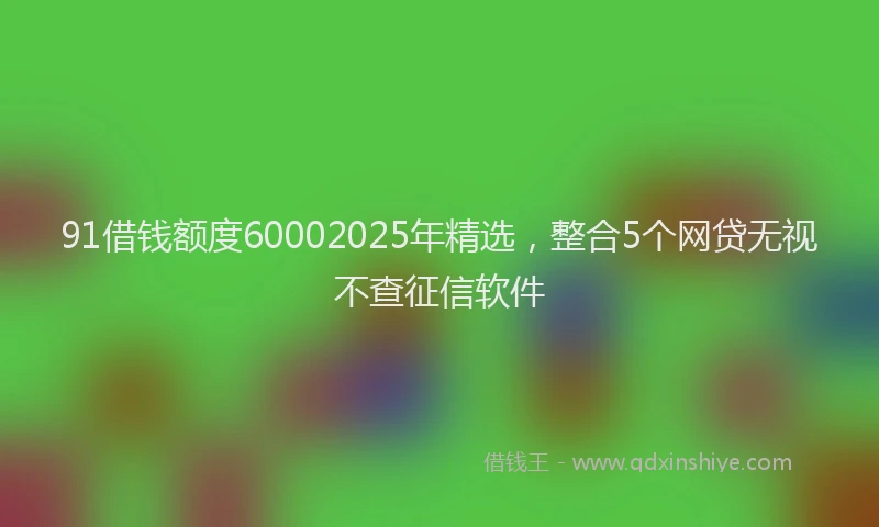 91借钱额度60002025年精选，整合5个网贷无视不查征信软件